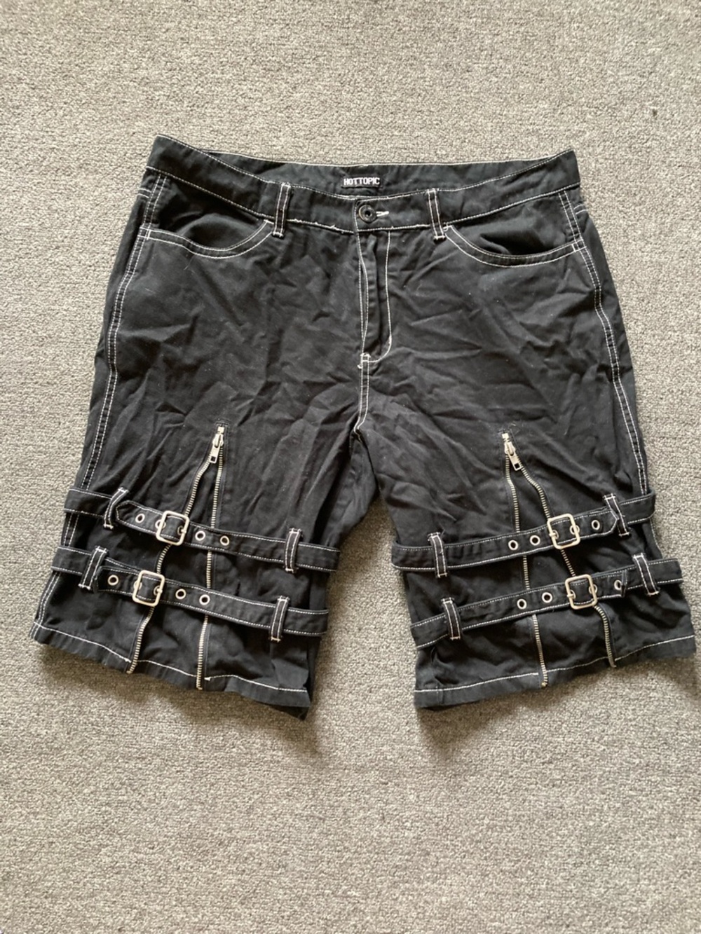 Hot Topic Black Double Strap Buckle Shorts